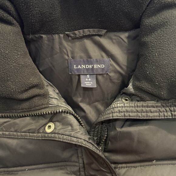 Lands End Women’s Size Small 6-8 Down Puffer Jacket Black Short Coat - Picture 6 of 13